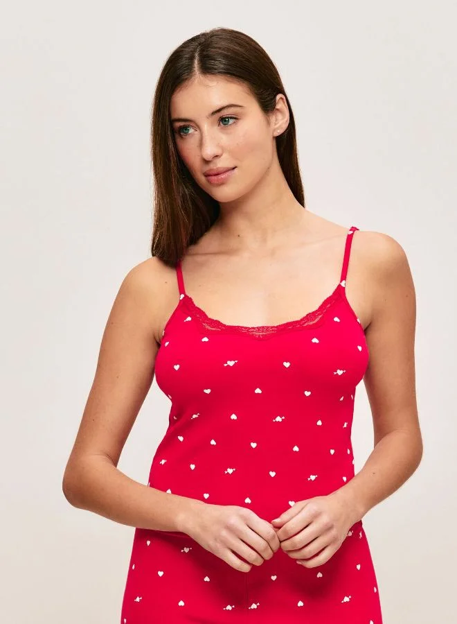 UNDIZ Heart print jersey camisole